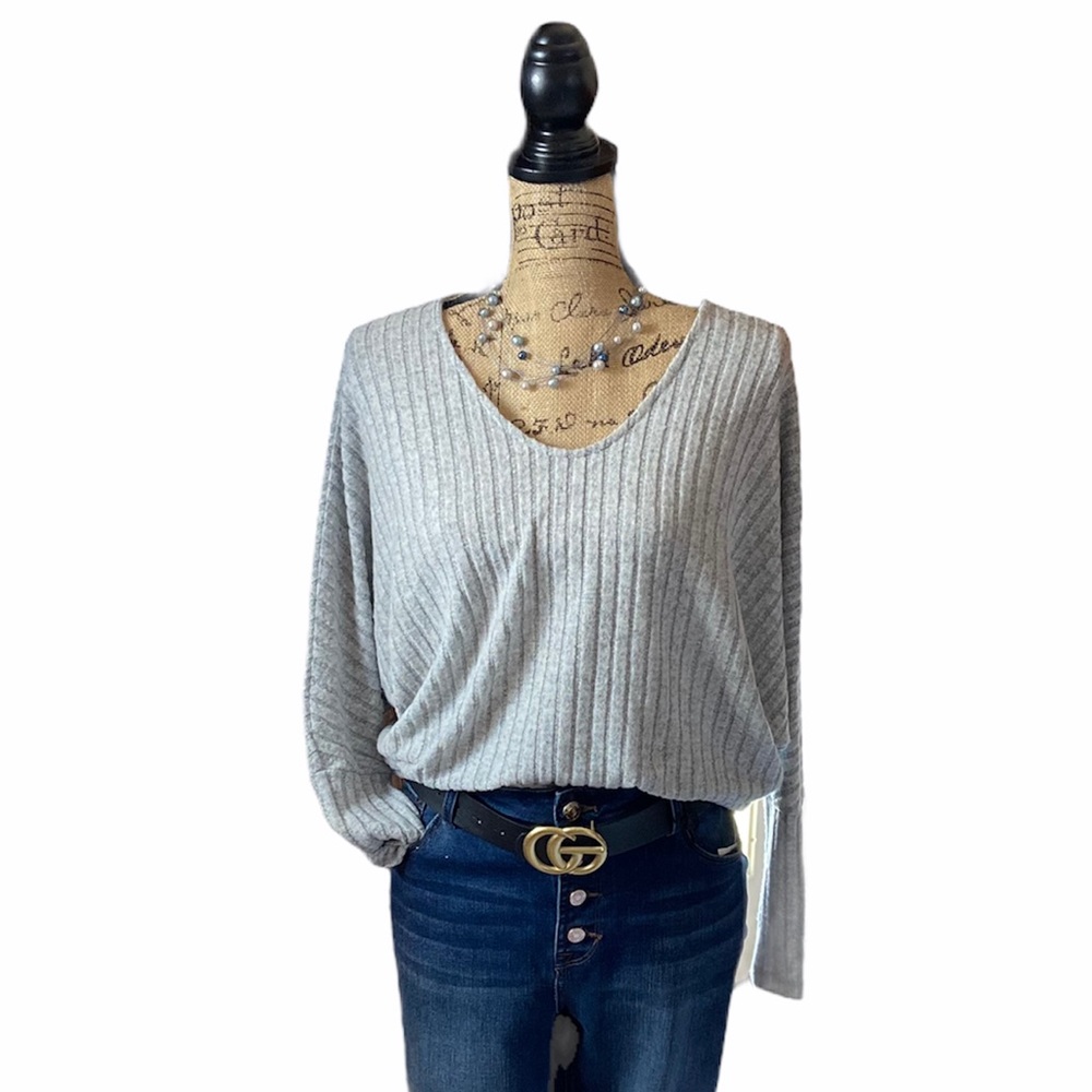Hyfve silver ribbed long sleeved sweater
